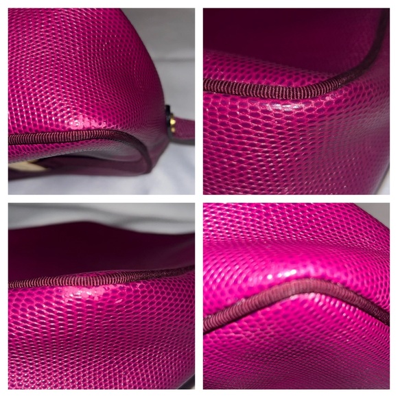 Vintage SALVATORE FERRAGAMO Raspberry Vara Embossed Leather Crossbody - Picture 8 of 11